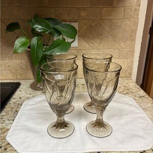 Noritake Sweet Swirl Water Iced Tea Goblets in Tawny Brown Set of 4